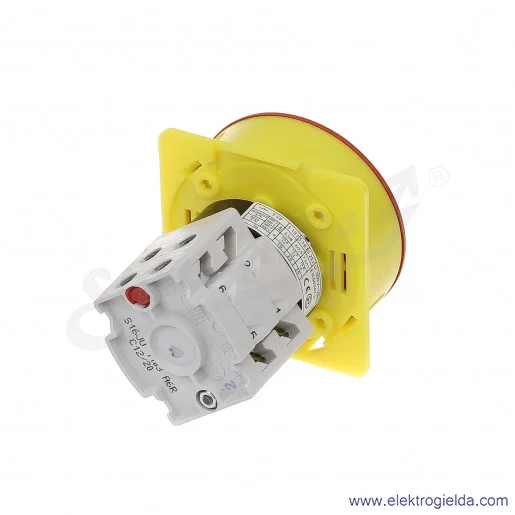 Łącznik krzywkowy pulpit/kłódka S16JU1103 A6R 16A 0-1 3P IP40 żółto-czerwony Łącznik krzywkowy pulpit/kłódka S16JU1103 A6R 16A 0-1 3P IP40 żółto-czerwony