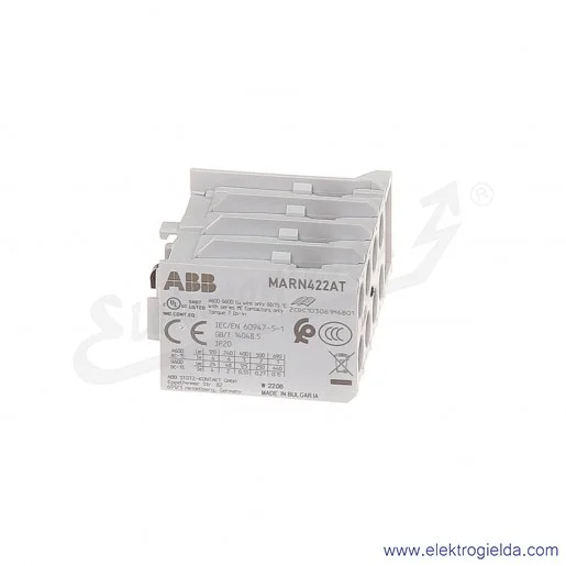 Blok styków pomocniczych MARN422AT czołowe 2NO+2NC Blok styków pomocniczych MARN422AT czołowe 2NO+2NC