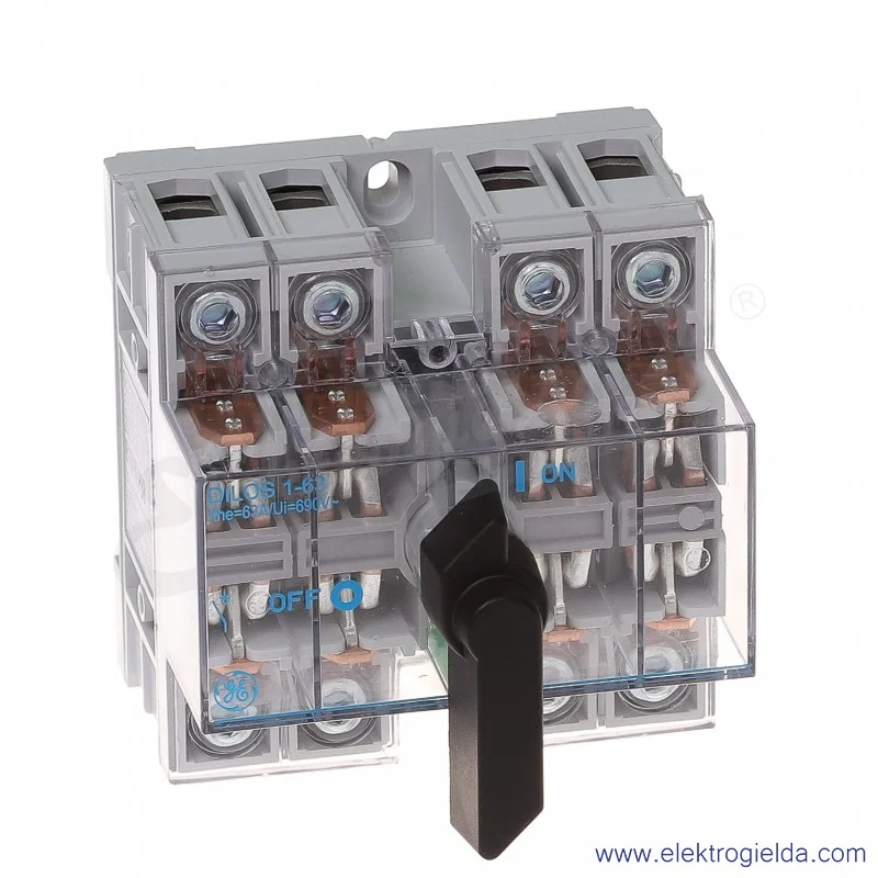 Rozłącznik izolacyjny Dilos 1 63A 4P czarne pokrętło Rozłącznik izolacyjny Dilos 1 63A 4P czarne pokrętło