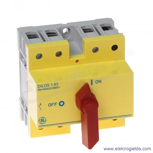 Rozłącznik izolacyjny Dilos 1 63A 3P czerwone pokrętło Rozłącznik izolacyjny Dilos 1 63A 3P czerwone pokrętło