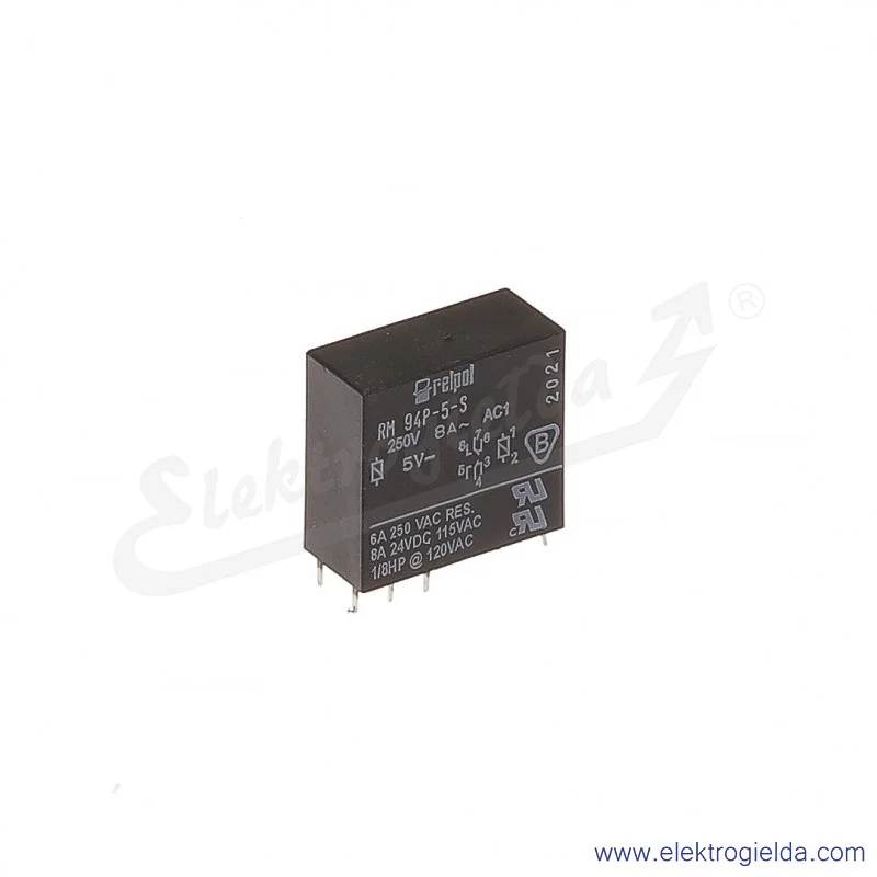 Przekaźnik miniaturowy RM94-1012-25-1005 2P 5VDC do gniazd i obwodów drukowanych Przekaźnik miniaturowy RM94-1012-25-1005 2P 5VDC do gniazd i obwodów drukowanych