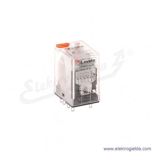 Przekaźnik elektromagnetyczny HR604CA230 4P 5A 230VAC wskaźnik LED, przycisk mechaniczny Przekaźnik elektromagnetyczny HR604CA230 4P 5A 230VAC wskaźnik LED, przycisk mechaniczny