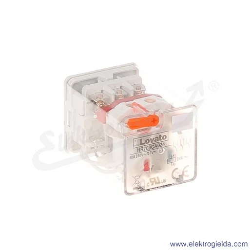 Przekaźnik elektromagnetyczny HR703CA024 3P 10A 24VAC wskaźnik LED, przycisk mechaniczny Przekaźnik elektromagnetyczny HR703CA024 3P 10A 24VAC wskaźnik LED, przycisk mechaniczny