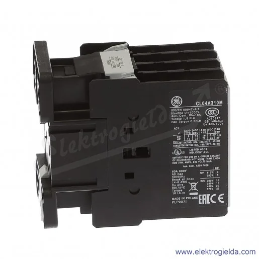 Stycznik CL04A310MU 400V AC 50/60 HZ, 1NO, 16KW/400V AC-3, 60A AC-1, 3-polowy Stycznik CL04A310MU 400V AC 50/60 HZ, 1NO, 16KW/400V AC-3, 60A AC-1, 3-polowy
