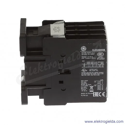 Stycznik CL04AB00MN 230V AC 50/60 HZ, 2NO+2NC, 16KW/400V AC-3, 60A AC-1, 4-polowy Stycznik CL04AB00MN 230V AC 50/60 HZ, 2NO+2NC, 16KW/400V AC-3, 60A AC-1, 4-polowy
