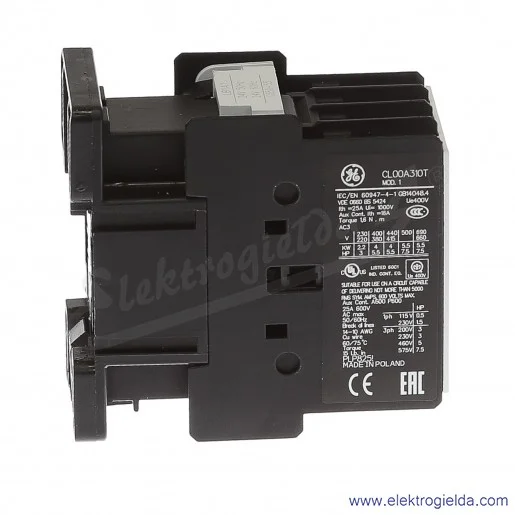 Stycznik CL00A310T1 24V AC 50/60 HZ, 1NO, 4KW/400V AC-3, 25A AC-1, 3-polowy Stycznik CL00A310T1 24V AC 50/60 HZ, 1NO, 4KW/400V AC-3, 25A AC-1, 3-polowy