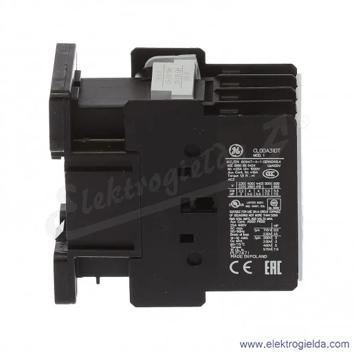 Stycznik CL00A310T6 230V AC 50/60 HZ, 1NO, 4KW/400V AC-3, 25A AC-1, 3-polowy Stycznik CL00A310T6 230V AC 50/60 HZ, 1NO, 4KW/400V AC-3, 25A AC-1, 3-polowy