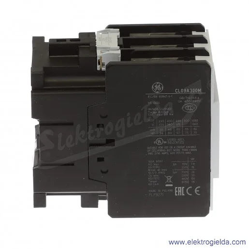 Stycznik CL09A300M6 230V AC 50/60 HZ, 45KW/400V AC-3, 140A AC-1, 3-polowy Stycznik CL09A300M6 230V AC 50/60 HZ, 45KW/400V AC-3, 140A AC-1, 3-polowy