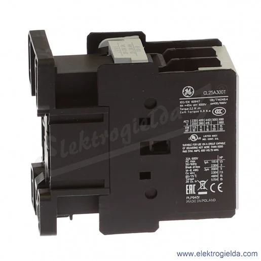 Stycznik CL25A300T6 230V AC 50/60 HZ, 11KW/400V AC-3, 45A AC-1, 3-polowy Stycznik CL25A300T6 230V AC 50/60 HZ, 11KW/400V AC-3, 45A AC-1, 3-polowy