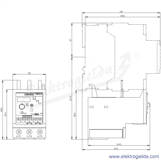Rysunek wymiarowy Rysunek wymiarowy