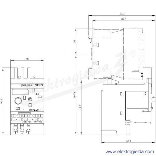 Rysunek wymiarowy Rysunek wymiarowy