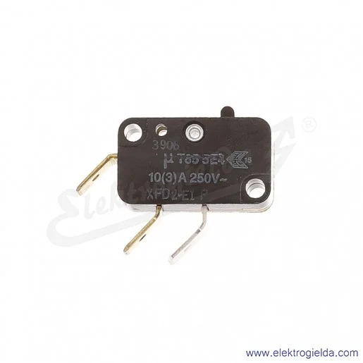 Wyłącznik krańcowy miniaturowy XFD2 E1 P Miltac 10A styk przełączny, podłączenie konektorowe, popychacz z tworzywa Wyłącznik krańcowy miniaturowy XFD2 E1 P Miltac 10A styk przełączny, podłączenie konektorowe, popychacz z tworzywa