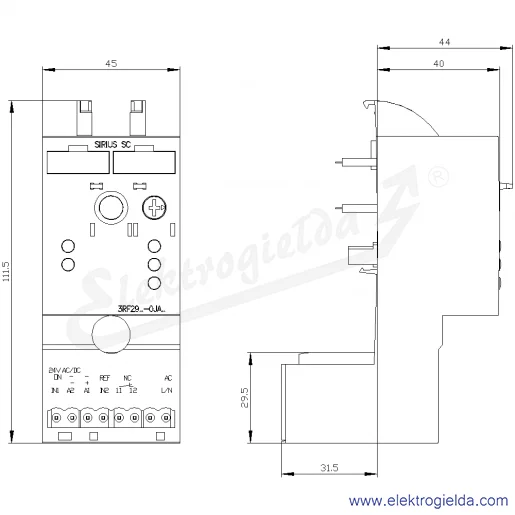 Rysunek wymiarowy Rysunek wymiarowy
