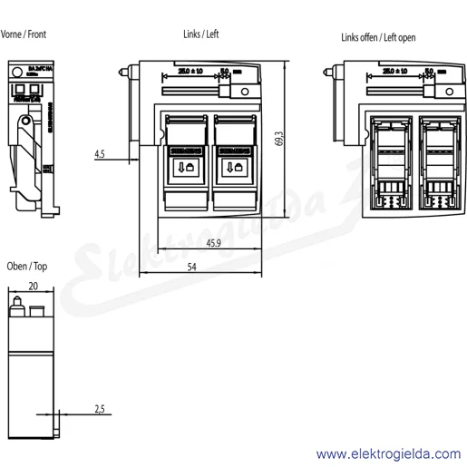 Rysunek wymiarowy Rysunek wymiarowy