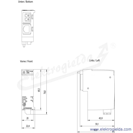 Rysunek wymiarowy Rysunek wymiarowy