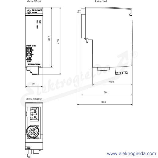 Rysunek wymiarowy Rysunek wymiarowy