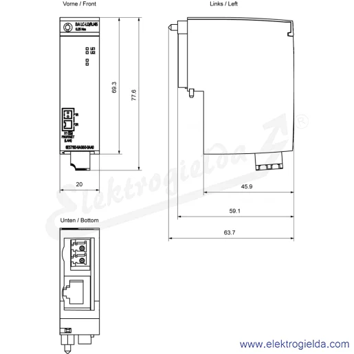 Rysunek wymiarowy Rysunek wymiarowy