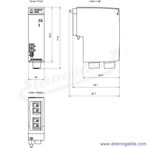 Rysunek wymiarowy Rysunek wymiarowy