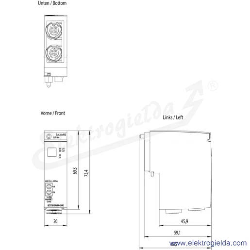 Rysunek wymiarowy Rysunek wymiarowy