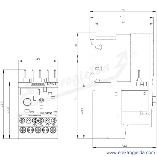 Rysunek wymiarowy Rysunek wymiarowy