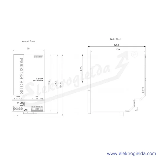 Rysunek wymiarowy Rysunek wymiarowy