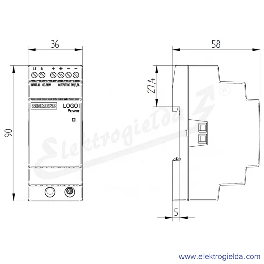 Rysunek wymiarowy Rysunek wymiarowy