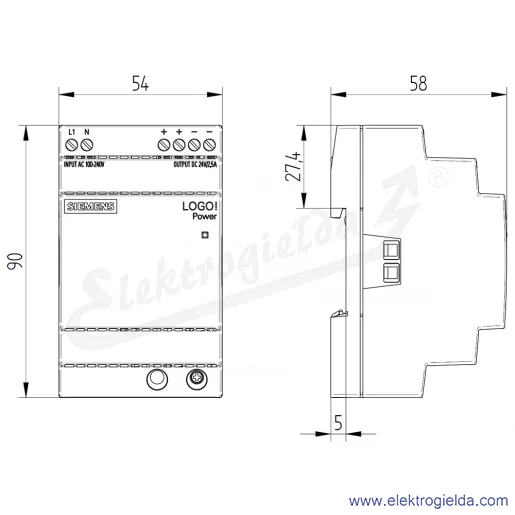 Rysunek wymiarowy Rysunek wymiarowy