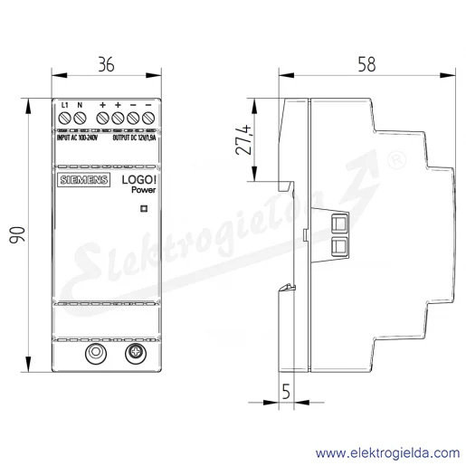 Rysunek wymiarowy Rysunek wymiarowy