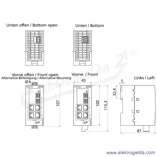 Rysunek wymiarowy Rysunek wymiarowy