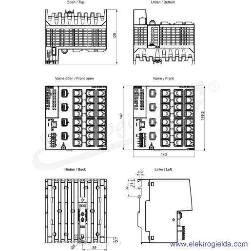 Rysunek wymiarowy Rysunek wymiarowy