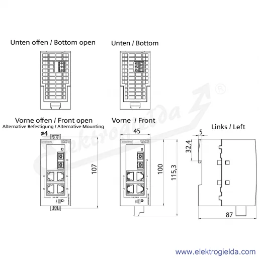 Rysunek wymiarowy Rysunek wymiarowy