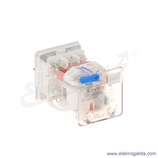 Przekaźnik elektromagnetyczny HR703CD024 3P 10A 24VDC wskaźnik LED, przycisk mechaniczny Przekaźnik elektromagnetyczny HR703CD024 3P 10A 24VDC wskaźnik LED, przycisk mechaniczny