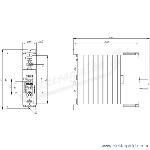 Rysunek wymiarowy Rysunek wymiarowy