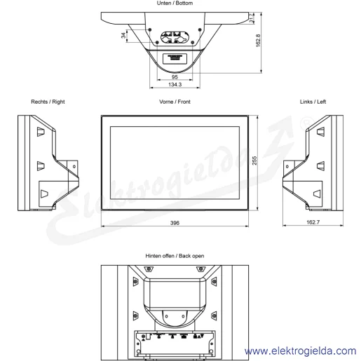 Rysunek wymiarowy Rysunek wymiarowy
