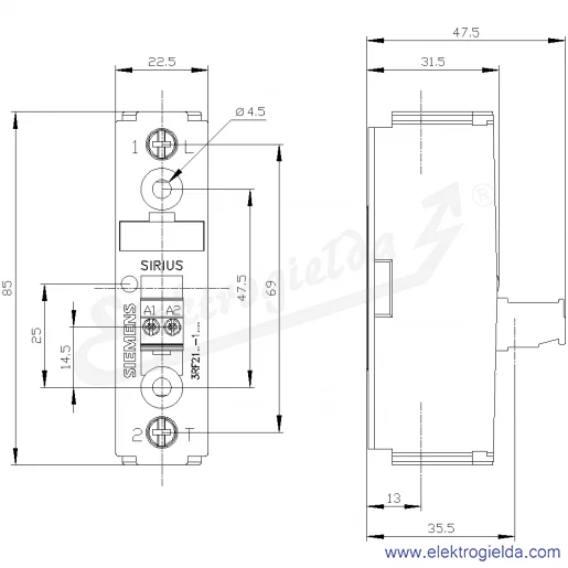 Rysunek wymiarowy Rysunek wymiarowy