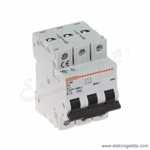 Wyłącznik nadprądowy P1MB3PC25 C25A 3P 10kA AC Wyłącznik nadprądowy P1MB3PC25 C25A 3P 10kA AC
