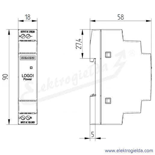 Rysunek wymiarowy Rysunek wymiarowy