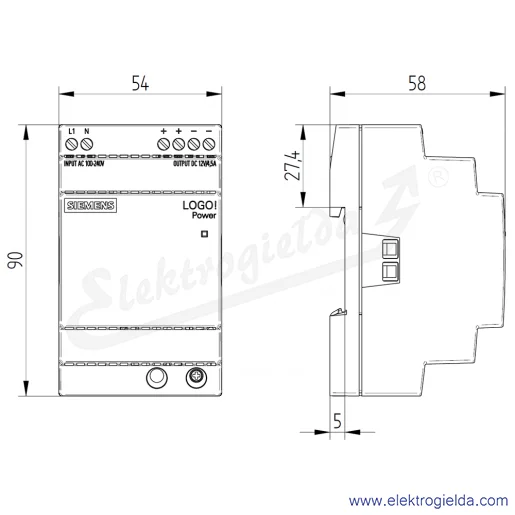 Rysunek wymiarowy Rysunek wymiarowy