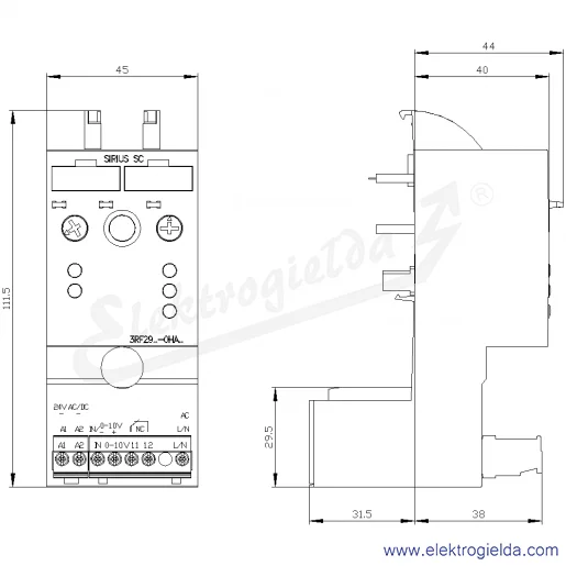 Rysunek wymiarowy Rysunek wymiarowy