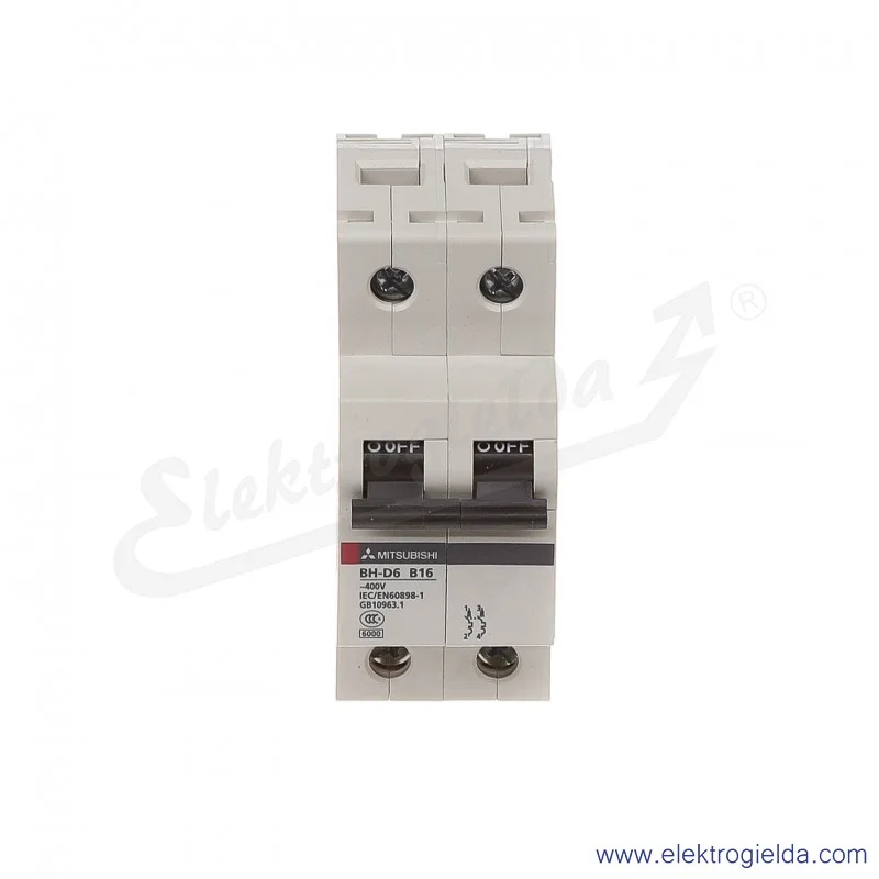 Wyłącznik instalacyjny BH-D6, 2P, 16A, TYP B Wyłącznik instalacyjny BH-D6, 2P, 16A, TYP B