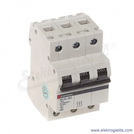 Wyłącznik instalacyjny BH-D6, 3P, 25A, TYP B Wyłącznik instalacyjny BH-D6, 3P, 25A, TYP B