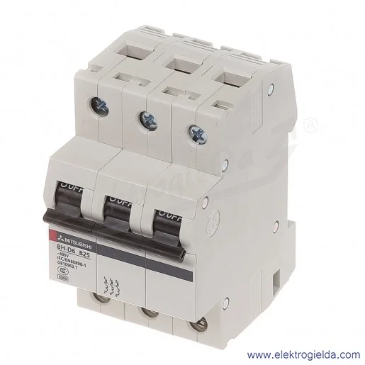 Wyłącznik instalacyjny BH-D6, 3P, 25A, TYP B Wyłącznik instalacyjny BH-D6, 3P, 25A, TYP B