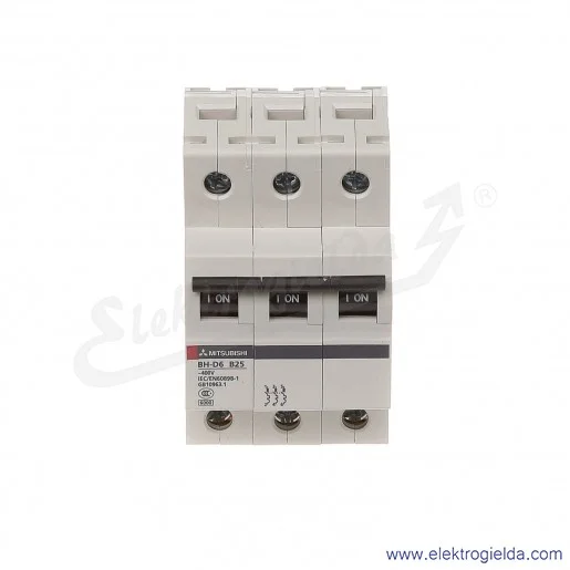 Wyłącznik instalacyjny BH-D6, 3P, 25A, TYP B Wyłącznik instalacyjny BH-D6, 3P, 25A, TYP B