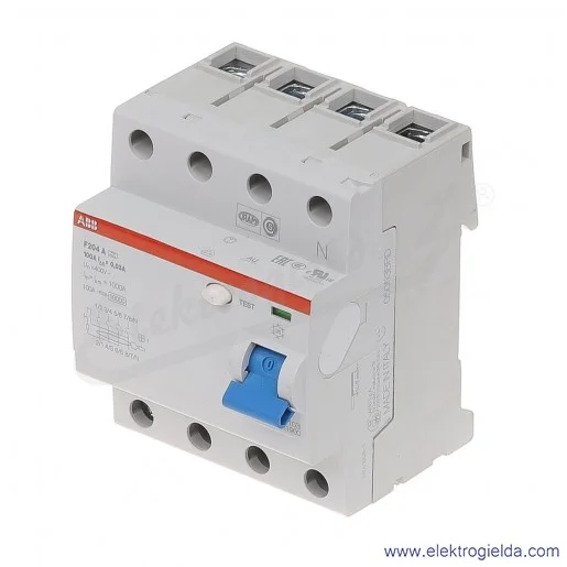 Wyłącznik różnicowoprądowy F204 A-100/0,03 4P 100A 0,03A typ A Wyłącznik różnicowoprądowy F204 A-100/0,03 4P 100A 0,03A typ A