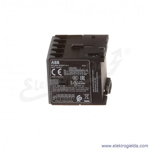 Stycznik BC6-30-10-01 24 DC, 1NO, 4KW/400V 12A AC-3, 20A AC-1, 3-polowy Stycznik BC6-30-10-01 24 DC, 1NO, 4KW/400V 12A AC-3, 20A AC-1, 3-polowy