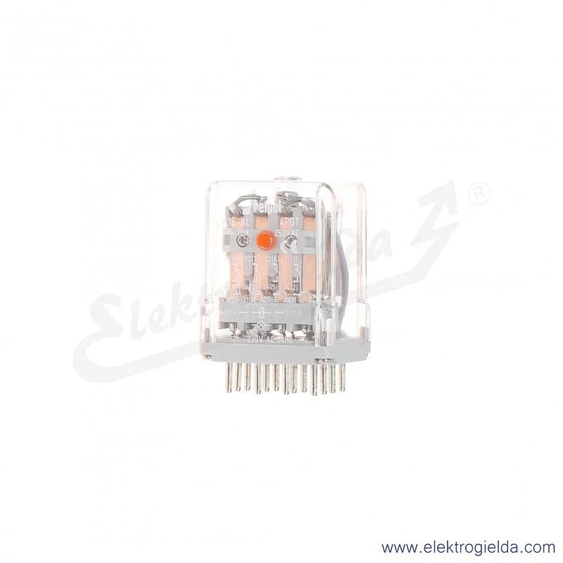 Przekaźnik elektromagnetyczny R15-2014-23-3230-KL 4P 230VAC Przycisk testujący K + Dioda LED