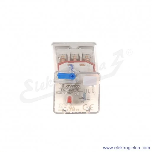 Przekaźnik elektromagnetyczny HR703CD110 3P 10A 110VDC wskaźnik LED, przycisk mechaniczny Przekaźnik elektromagnetyczny HR703CD110 3P 10A 110VDC wskaźnik LED, przycisk mechaniczny