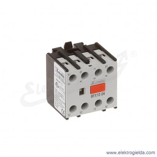 Styki pomocnicze BFX1004 4NC montaż czołowy, zaciski śrubowe, do styczników BF Styki pomocnicze BFX1004 4NC montaż czołowy, zaciski śrubowe, do styczników BF