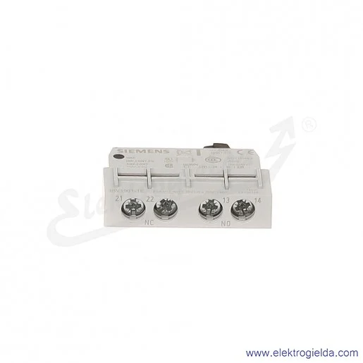 Styk pomocniczy 3RV1901-1E POPRZECZNY 1NO + 1NC, DO WYŁĄCZNIKÓW WIELKOŚCI S00, S0, S2, S3 Styk pomocniczy 3RV1901-1E POPRZECZNY 1NO + 1NC, DO WYŁĄCZNIKÓW WIELKOŚCI S00, S0, S2, S3