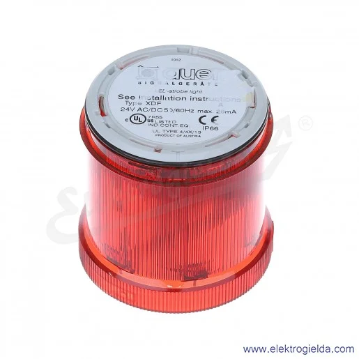 Lampka sygnalizacyjna 900032405, XDF, czerwona, błyskowa, LED -24VAC/DC Lampka sygnalizacyjna 900032405, XDF, czerwona, błyskowa, LED -24VAC/DC